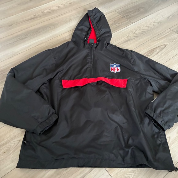 NFL Other - NFL Football Pullover Anorak Hooded Jacket Black Red Logo Men's Medium